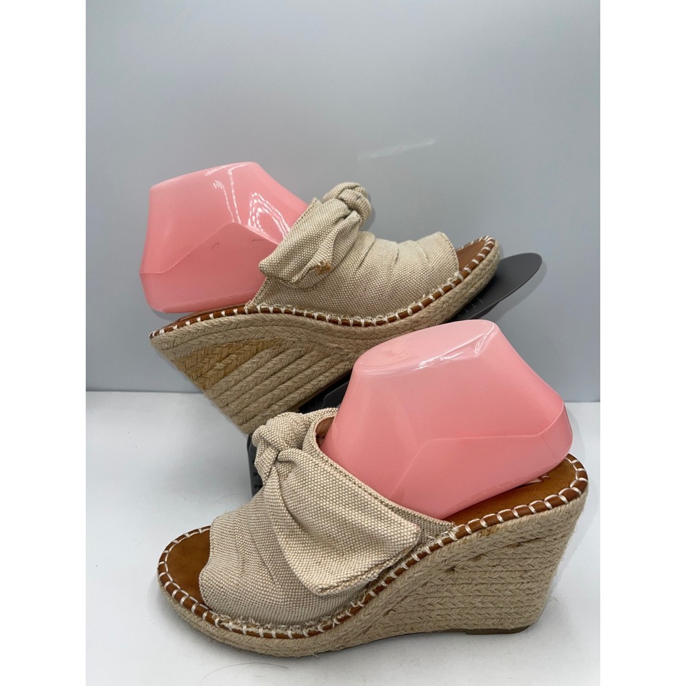 Sugar Hundreds Wedge Sandals‎ Womens 7.5 Tan Good Espadrille Bow Knot Mules - Picture 3 of 8